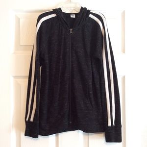 Old Navy black textured plush Blackjack zipper front lightweight girl’s L 10/12